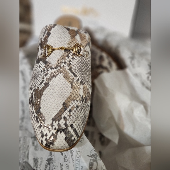 "Coach And Four" Brand Neline Mule 11M White/Gray,Grey/Gold Snakeskin Pattern - Picture 4 of 10